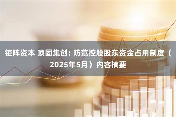 钜阵资本 顶固集创: 防范控股股东资金占用制度（2025年5月）内容摘要