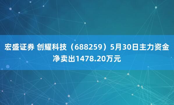 宏盛证券 创耀科技（688259）5月30日主力资金净卖出1478.20万元