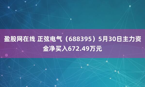 盈股网在线 正弦电气（688395）5月30日主力资金净买入672.49万元