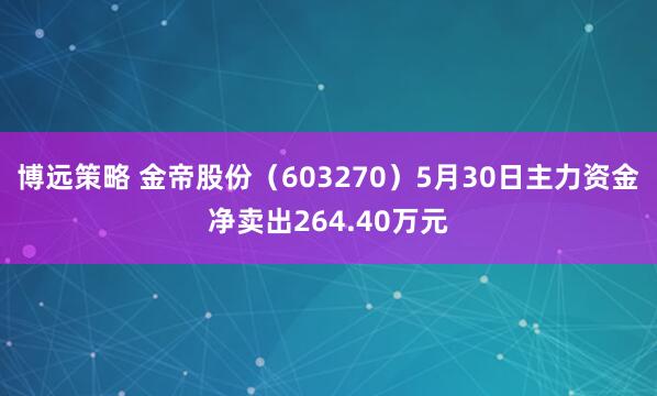 博远策略 金帝股份（603270）5月30日主力资金净卖出264.40万元