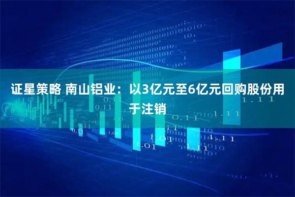 证星策略 南山铝业：以3亿元至6亿元回购股份用于注销