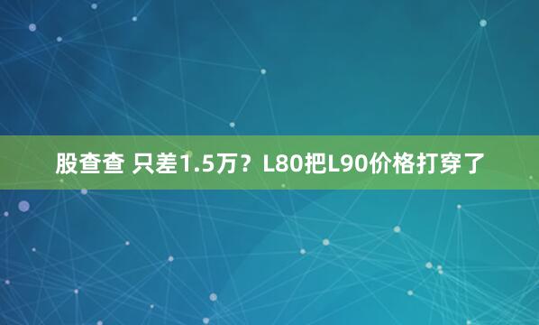 股查查 只差1.5万？L80把L90价格打穿了